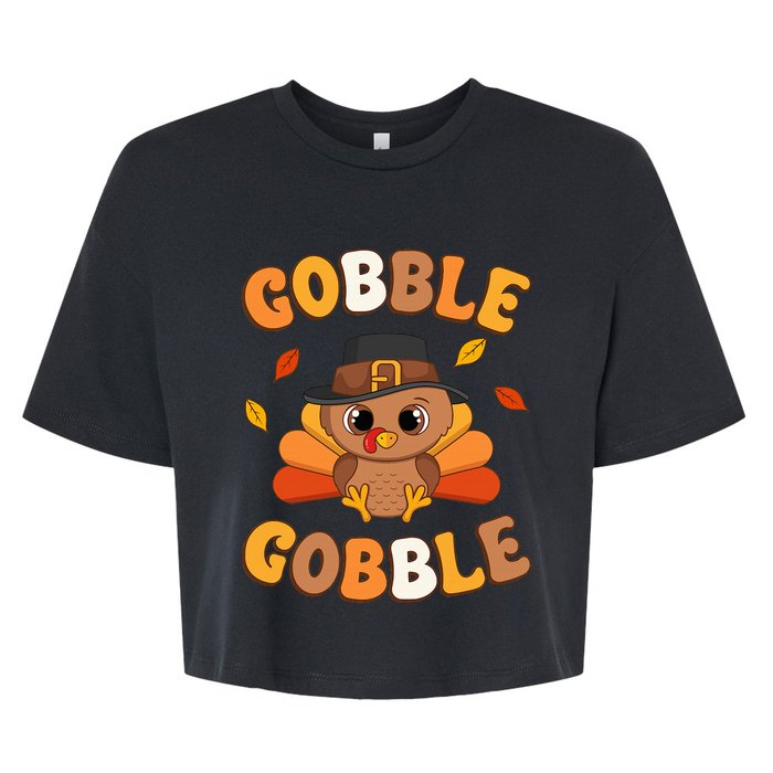 Gobble Turkey Day Happy Thanksgiving Bella+Canvas Jersey Crop Tee