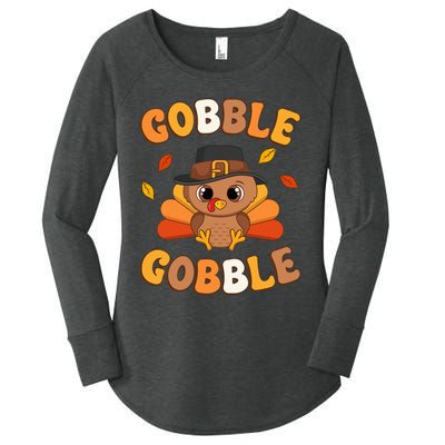 Gobble Turkey Day Happy Thanksgiving Women's Perfect Tri Tunic Long Sleeve Shirt