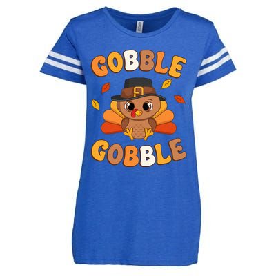 Gobble Turkey Day Happy Thanksgiving Enza Ladies Jersey Football T-Shirt