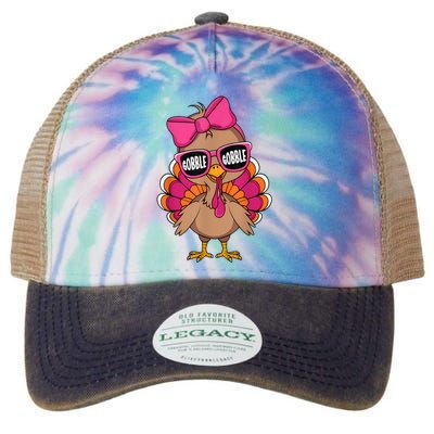 Gobble Turkey Day Happy Thanksgiving Girl Legacy Tie Dye Trucker Hat