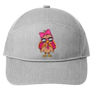 Gobble Turkey Day Happy Thanksgiving Girl 7-Panel Snapback Hat