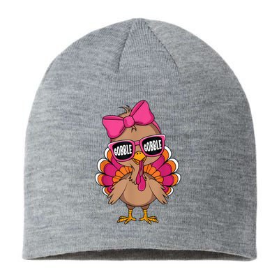 Gobble Turkey Day Happy Thanksgiving Girl Sustainable Beanie