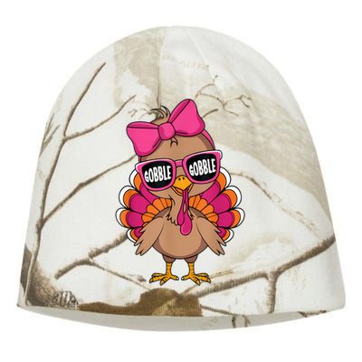 Gobble Turkey Day Happy Thanksgiving Girl Kati - Camo Knit Beanie