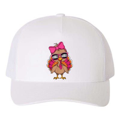 Gobble Turkey Day Happy Thanksgiving Girl Yupoong Adult 5-Panel Trucker Hat