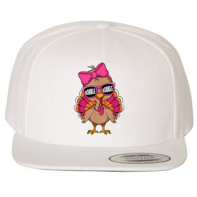 Gobble Turkey Day Happy Thanksgiving Girl Wool Snapback Cap