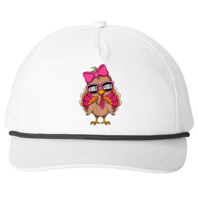 Gobble Turkey Day Happy Thanksgiving Girl Snapback Five-Panel Rope Hat