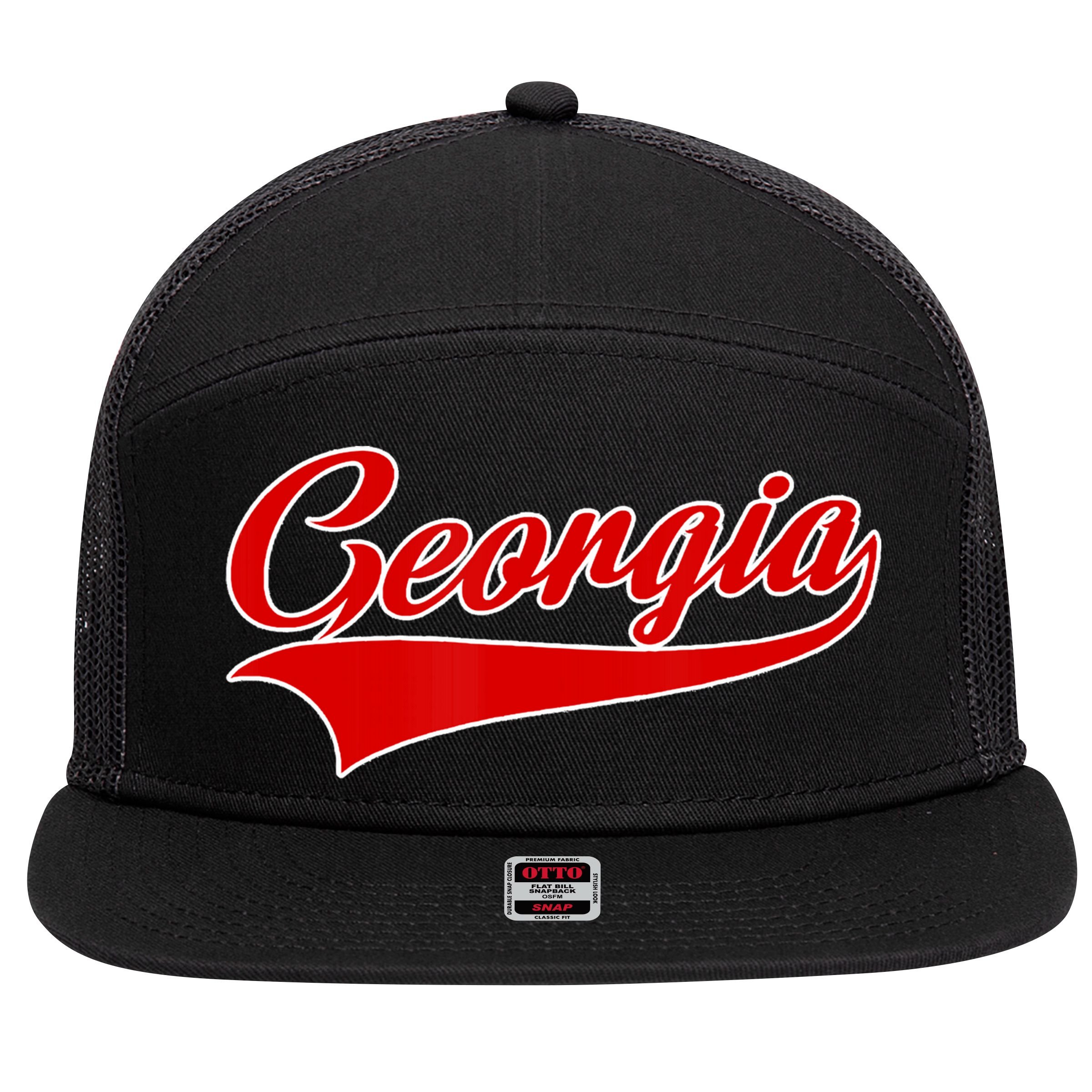 Georgia Throwback Design 7 Panel Mesh Trucker Snapback Hat