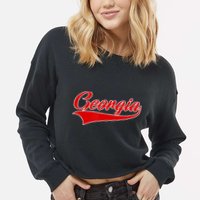 Georgia Throwback Design Cropped Pullover Crew