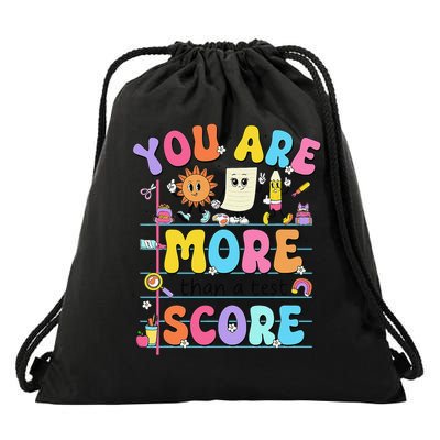 Groovy Testing Day Teacher You Are More Than A Test Score Drawstring Bag