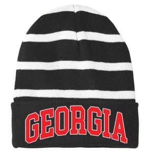 Georgia Throwback Design Classic Striped Beanie with Solid Band