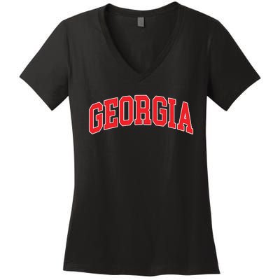 Georgia Throwback Design Classic Women's V-Neck T-Shirt