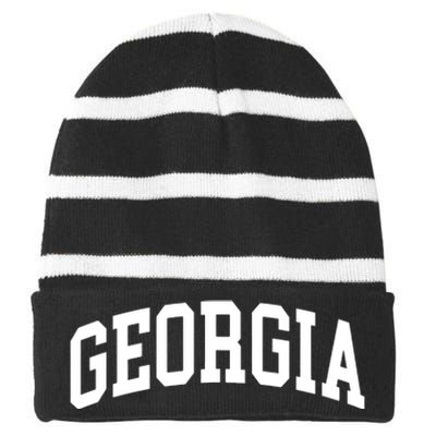 Georgia Throwback Design Classic Striped Beanie with Solid Band