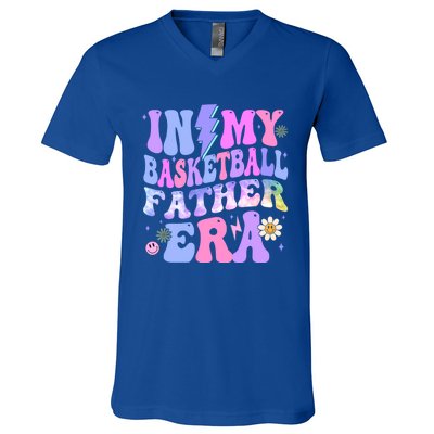 Groovy Tie Dye In My Basketball Father Era Gift V-Neck T-Shirt