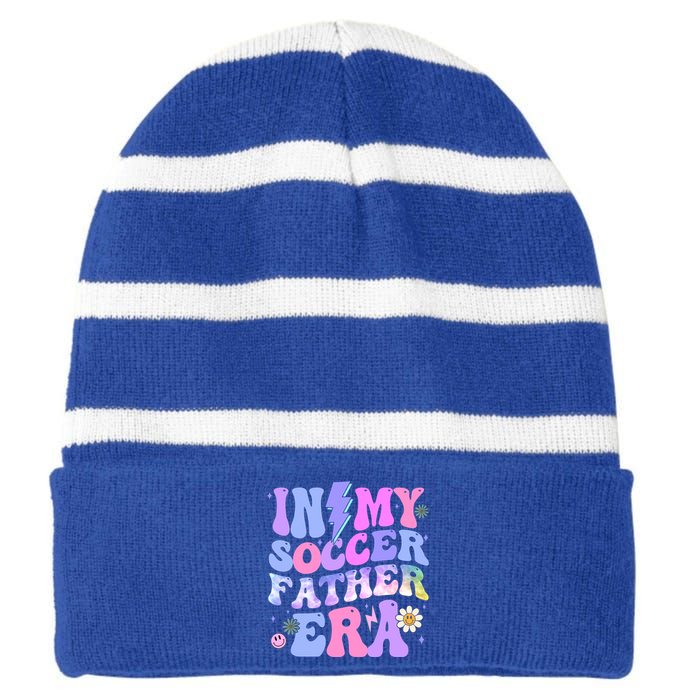 Groovy Tie Dye In My Soccer Father Era Gift Striped Beanie with Solid Band