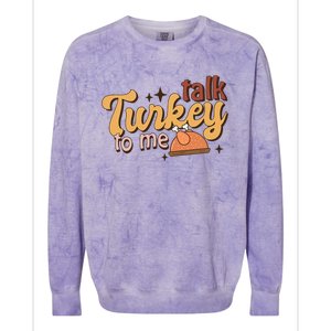 Groovy Thanksgiving Day Family Matching Talk Turkey To Me Gift Colorblast Crewneck Sweatshirt