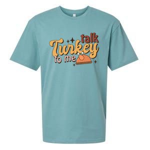 Groovy Thanksgiving Day Family Matching Talk Turkey To Me Gift Sueded Cloud Jersey T-Shirt