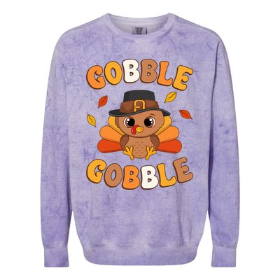 Gobble Turkey Day Happy Thanksgiving Colorblast Crewneck Sweatshirt