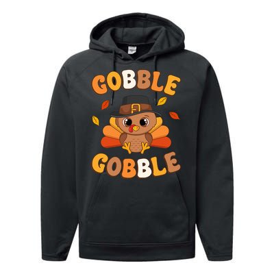 Gobble Turkey Day Happy Thanksgiving Performance Fleece Hoodie