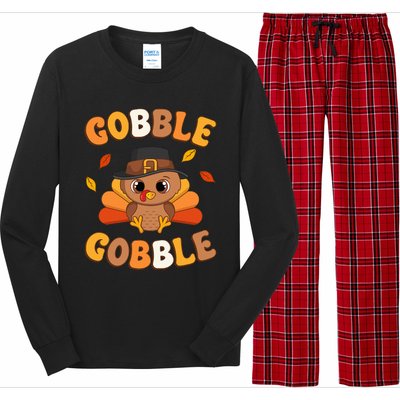 Gobble Turkey Day Happy Thanksgiving Long Sleeve Pajama Set