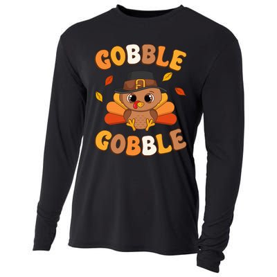 Gobble Turkey Day Happy Thanksgiving Cooling Performance Long Sleeve Crew