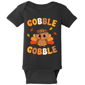 Gobble Turkey Day Happy Thanksgiving Baby Bodysuit