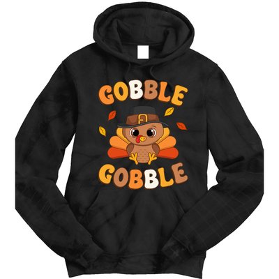 Gobble Turkey Day Happy Thanksgiving Tie Dye Hoodie