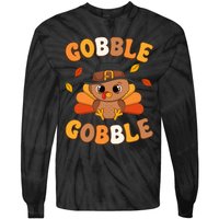 Gobble Turkey Day Happy Thanksgiving Tie-Dye Long Sleeve Shirt