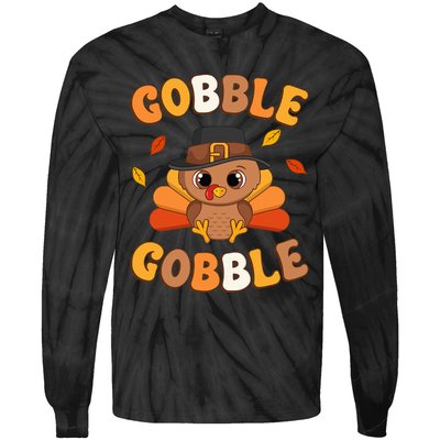 Gobble Turkey Day Happy Thanksgiving Tie-Dye Long Sleeve Shirt