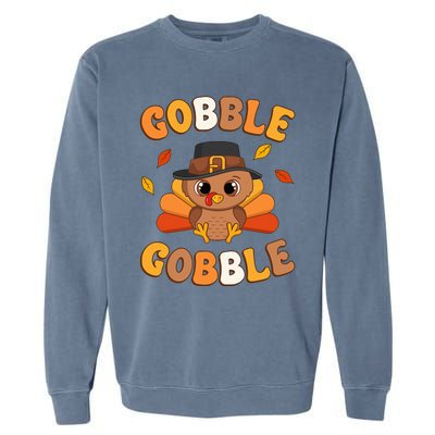 Gobble Turkey Day Happy Thanksgiving Garment-Dyed Sweatshirt