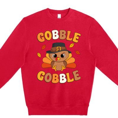 Gobble Turkey Day Happy Thanksgiving Premium Crewneck Sweatshirt