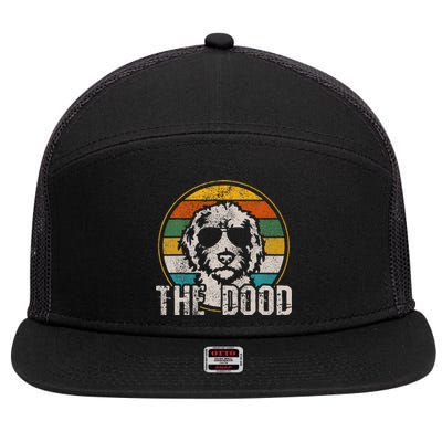 Goldendoodle The Dood Vintage Retro Dog 7 Panel Mesh Trucker Snapback Hat