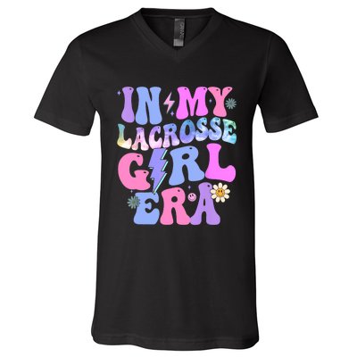 Groovy Tie Dye In My Lacrosse Girl Era V-Neck T-Shirt