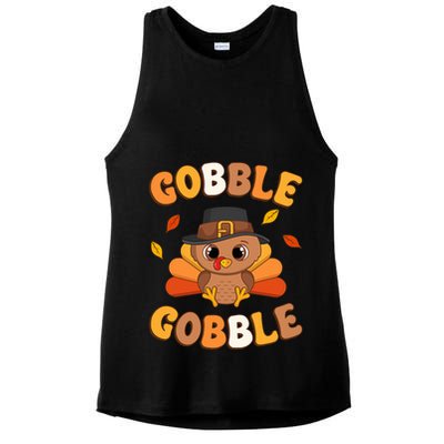 Gobble Turkey Day Happy Thanksgiving Ladies PosiCharge Tri-Blend Wicking Tank