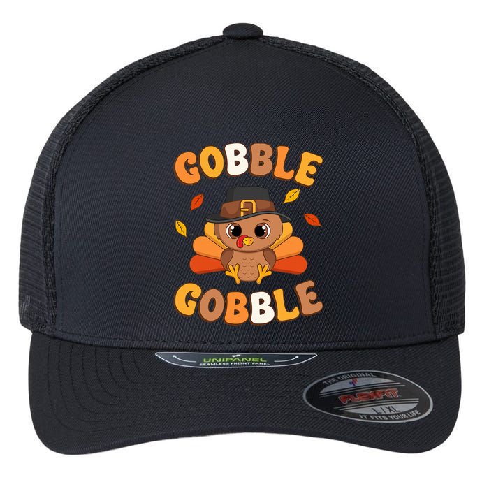 Gobble Turkey Day Happy Thanksgiving Flexfit Unipanel Trucker Cap