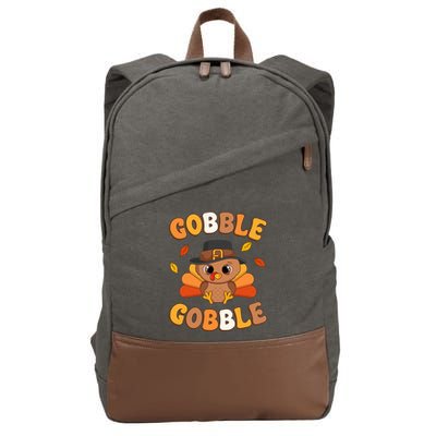 Gobble Turkey Day Happy Thanksgiving Cotton Canvas Backpack