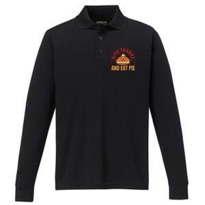 Give Thanks Eat Pie Thanksgiving Gift And Gift Performance Long Sleeve Polo