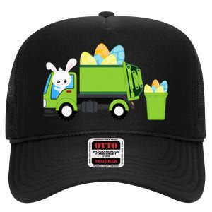 Garbage Truck Easter Bunny Egg Hunt High Crown Mesh Back Trucker Hat