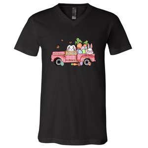 Garbage Truck Easter Bunny Egg Hunt Easter Day V-Neck T-Shirt