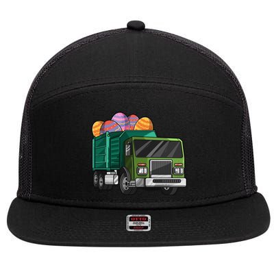 Garbage Truck Easter Easter Eggs Cool Gift 7 Panel Mesh Trucker Snapback Hat