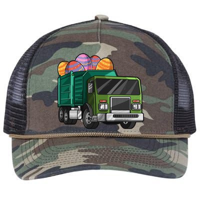 Garbage Truck Easter Easter Eggs Cool Gift Retro Rope Trucker Hat Cap