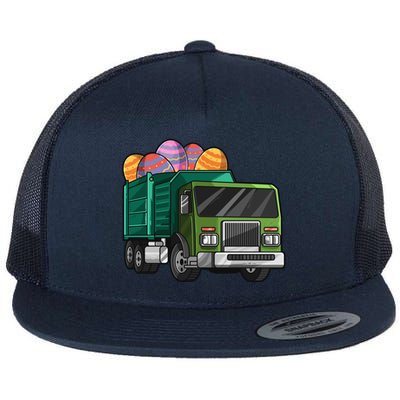 Garbage Truck Easter Easter Eggs Cool Gift Flat Bill Trucker Hat