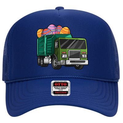 Garbage Truck Easter Easter Eggs Cool Gift High Crown Mesh Back Trucker Hat