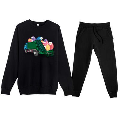 Garbage Truck Eggs Cute Easter Day Egg Hunting Gift Premium Crewneck Sweatsuit Set