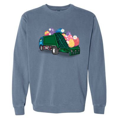 Garbage Truck Eggs Cute Easter Day Egg Hunting Gift Garment-Dyed Sweatshirt