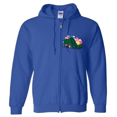 Garbage Truck Eggs Cute Easter Day Egg Hunting Gift Full Zip Hoodie