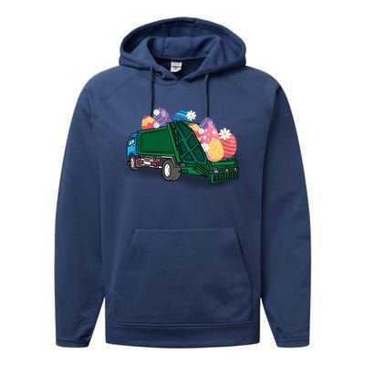 Garbage Truck Eggs Cute Easter Day Egg Hunting Gift Performance Fleece Hoodie