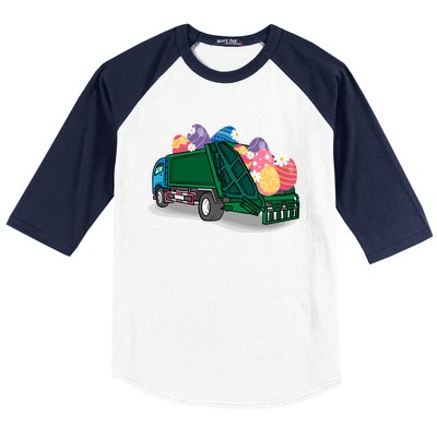 Garbage Truck Eggs Cute Easter Day Egg Hunting Gift Baseball Sleeve Shirt