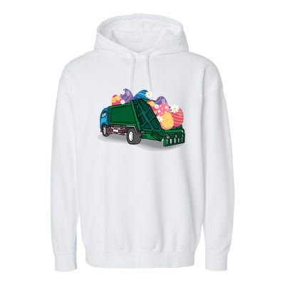 Garbage Truck Eggs Cute Easter Day Egg Hunting Gift Garment-Dyed Fleece Hoodie