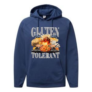 Gluten Tolerant Funny Sarcastic Gluten Tolerance Meme Humor Performance Fleece Hoodie