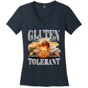 Gluten Tolerant Funny Sarcastic Gluten Tolerance Meme Humor Women's V-Neck T-Shirt